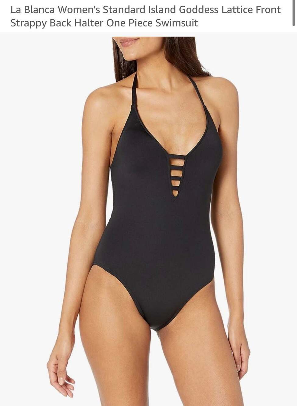 La Blanca Island Goddess Lattice Front Strappy Back Halter One Piece Swimsuit